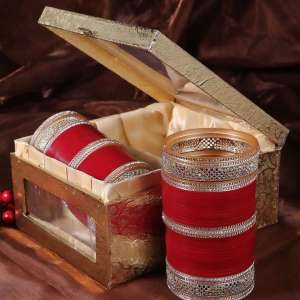 Set Of 33 Red Bridal Stone Chuda