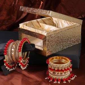 Golden Stone Pearl Designer Bangles