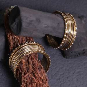 Stone Red Bangles with Hangings