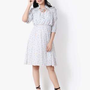 Sky Blue Floral Printed Dress