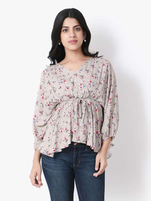 Grey Floral Printed Top