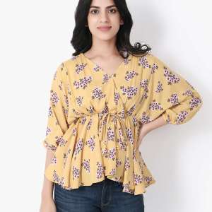 Yellow Floral Printed Top
