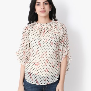 Beige Polka Dot Top