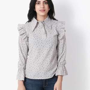 Grey Polka Dots Top