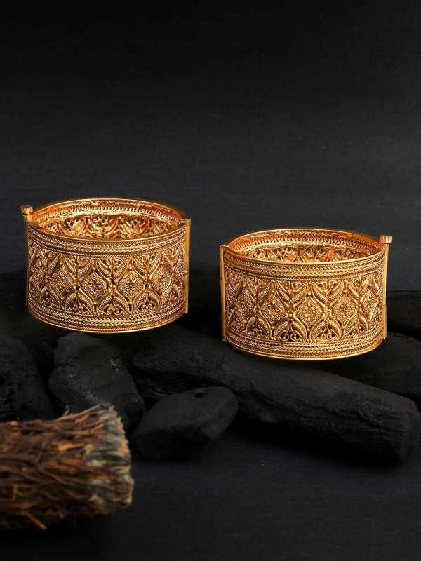 Gold-Plated Leaves Broad Bangles