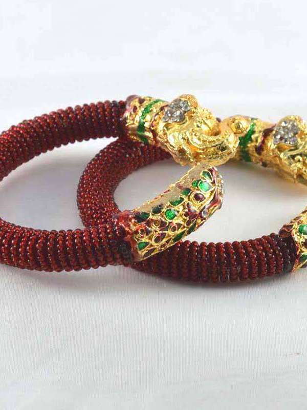 Trending And Unique Maroon Kada set of 2