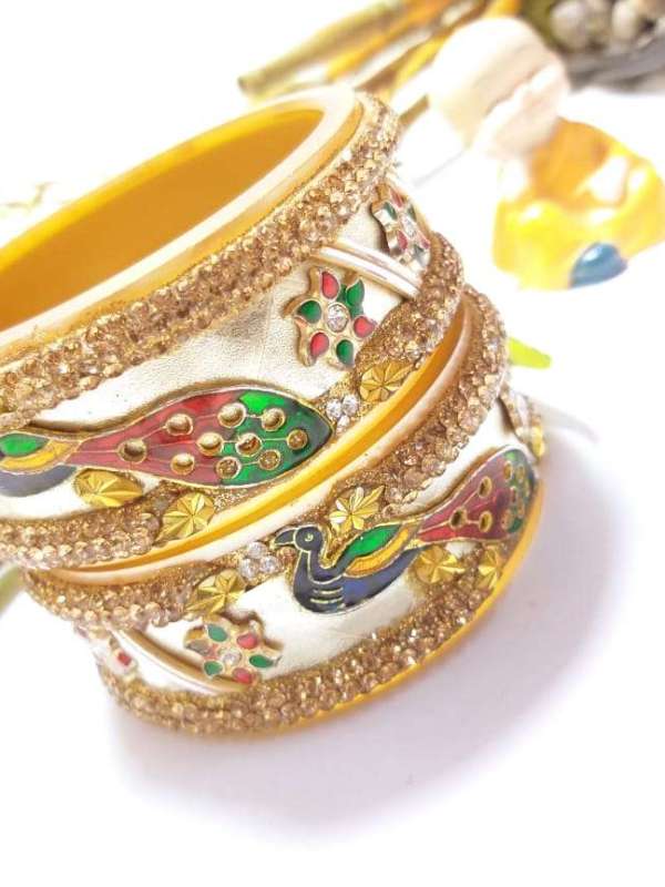 Peacock Cutwork Design Traditional Kada Bangles Set for Women