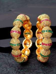 Multicolour Gold Plated Bangles Kada Set