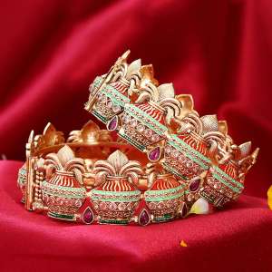 Gold Plated Kundan Kalash Bangles