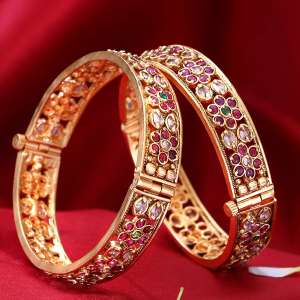 Gold Plated Stone Unique Bangles