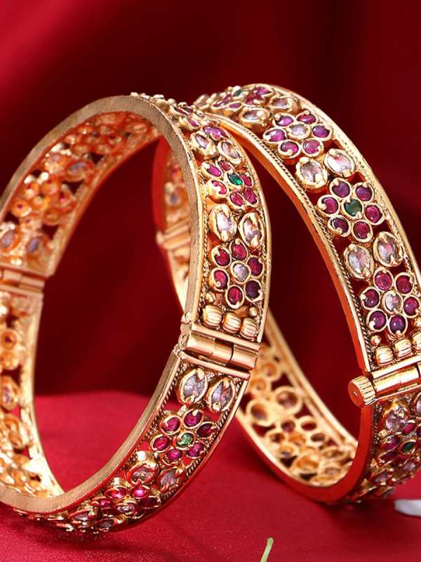 Gold Plated Stone Unique Bangles