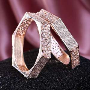 Rose Gold Plated Stone Bangles