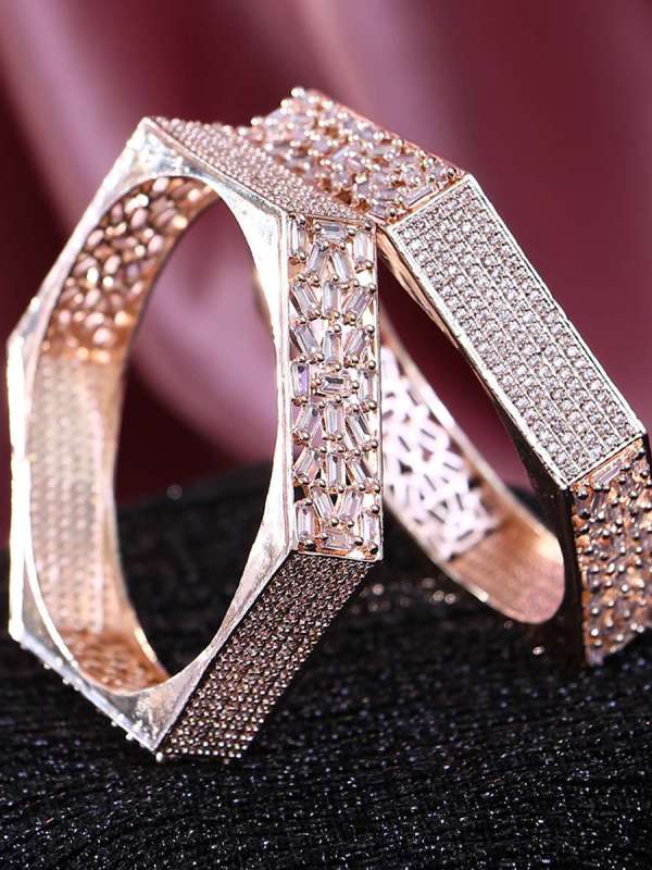 Rose Gold Plated Stone Bangles