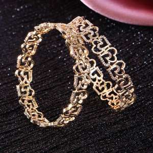 Gold Plated Stone Heart Bangles
