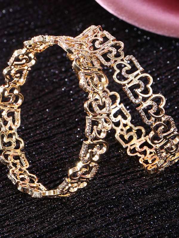 Gold Plated Stone Heart Bangles