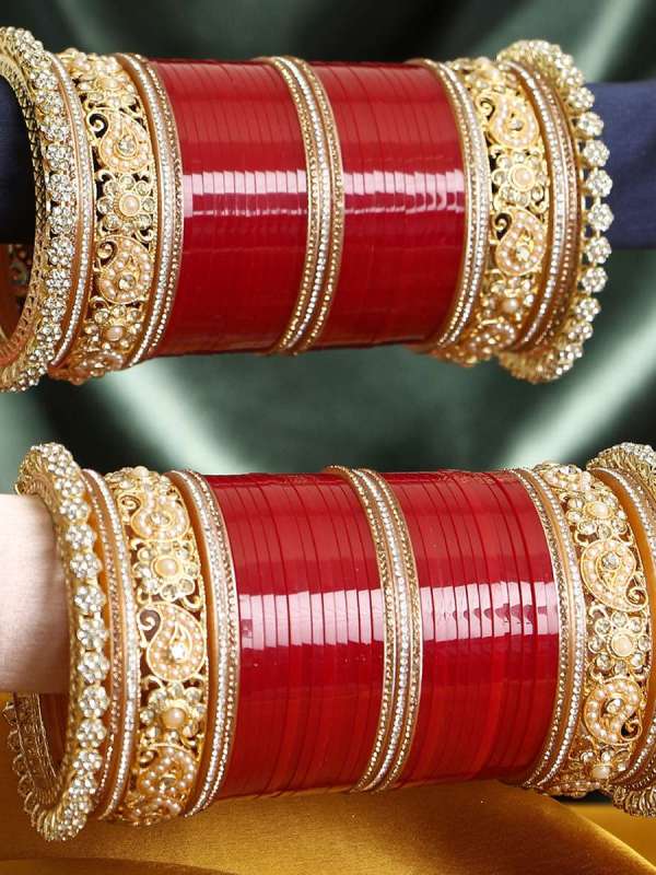 Gold Plated Curry Bridal Stone Chuda