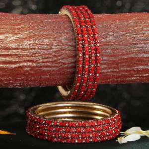 Set of 8 Gold Plated Red Faux Bangles