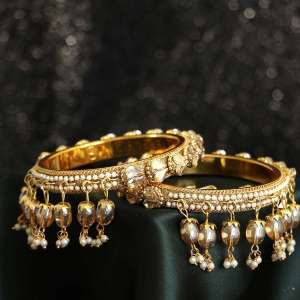 Gold Plated Cream Stone Bangle
