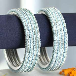 Rohdiumn Plated Blue Bangles