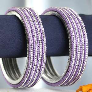 Rohdiumn Plated Purple Bangles
