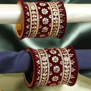 Gold Plated Velvet Stone Bangles