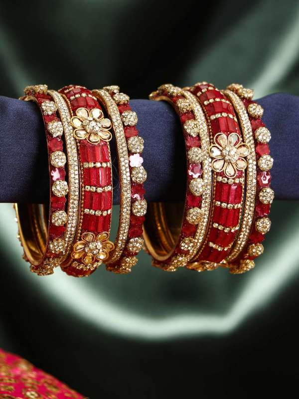 Gold Plated Stone Kundan Bangles