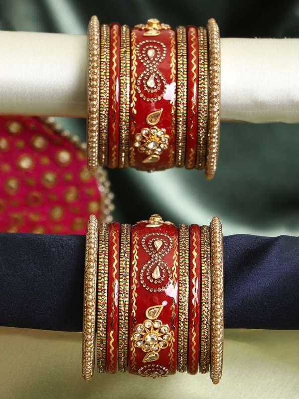 Gold Plated Stone Red Bridal Chuda