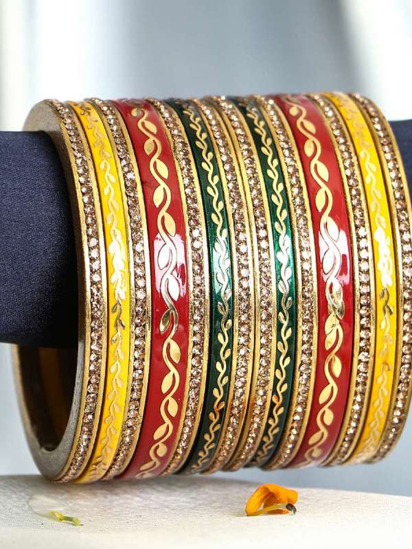 Coloful Leaf Pattern Stone Bangles