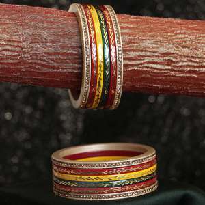 Coloful Leaf Pattern Stone Bangles