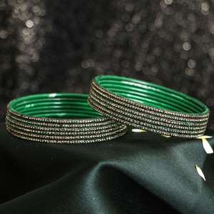 Set of 12 Dark Green Stone Bangles