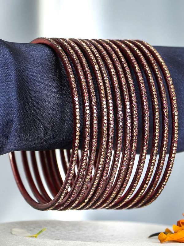 Set of 12 Dark Red Stone Bangles