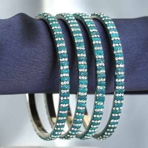 Rohdiumn Plated Blue Bangles