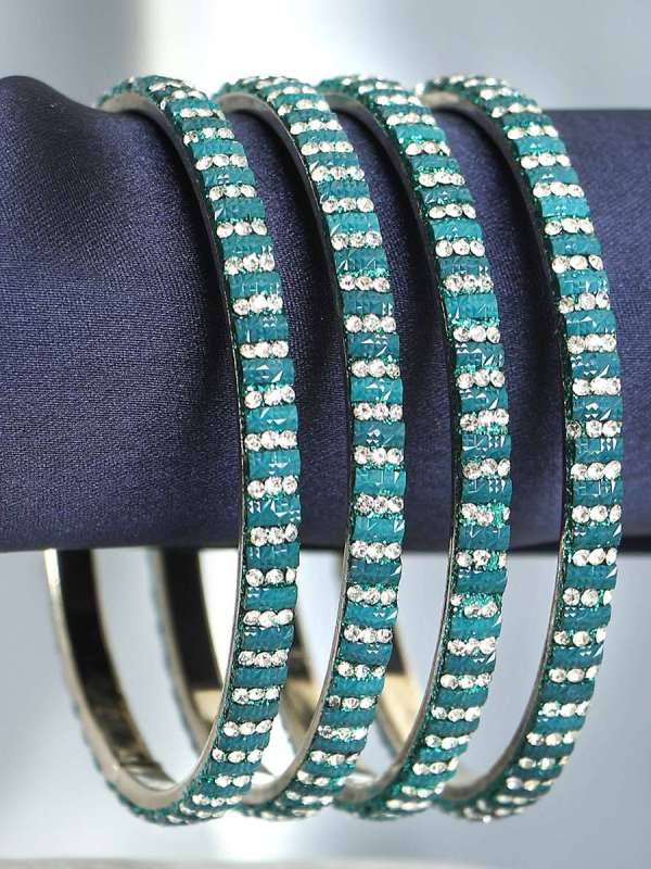 Rohdiumn Plated Blue Bangles