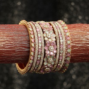 Gold Plated Stone Design Bangles