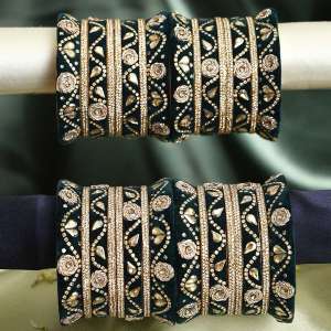 Gold Plated Velvet Stone Bangles