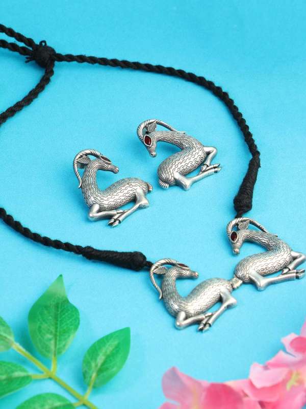 Oxidised Silver Pendant Set