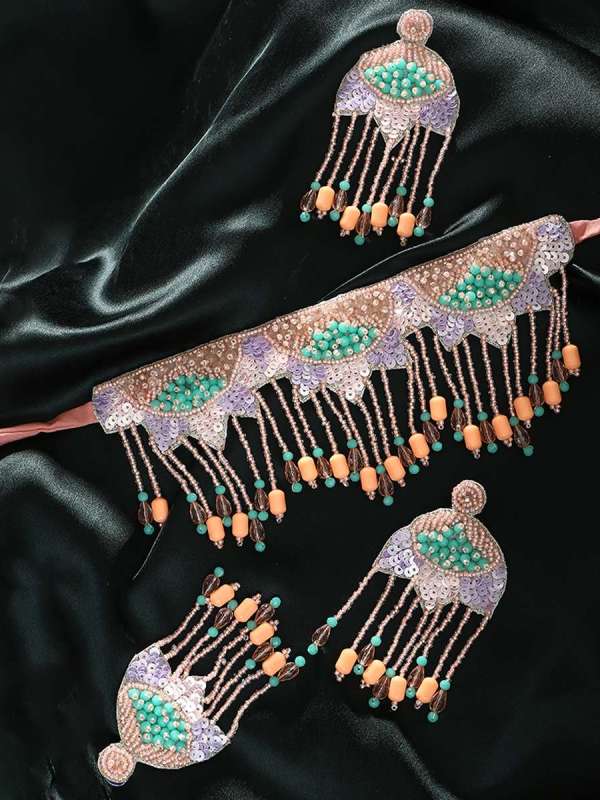Peach with Mangtika Jewellery Set
