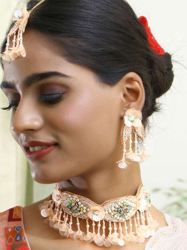 Peach with Mangtika Jewellery Set