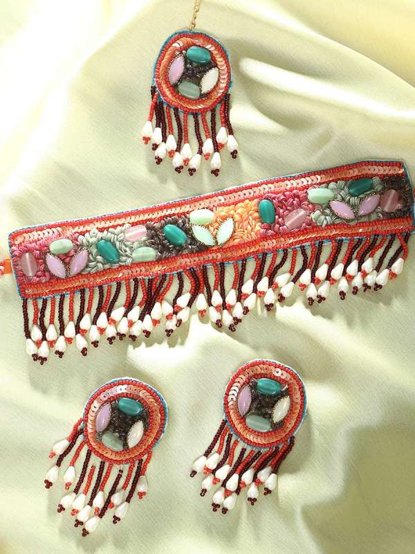 Orange with Mangtika Jewellery Set