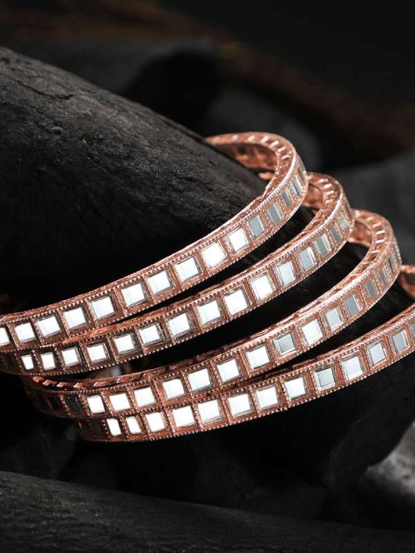 Rose Gold Plated Stone Bangles
