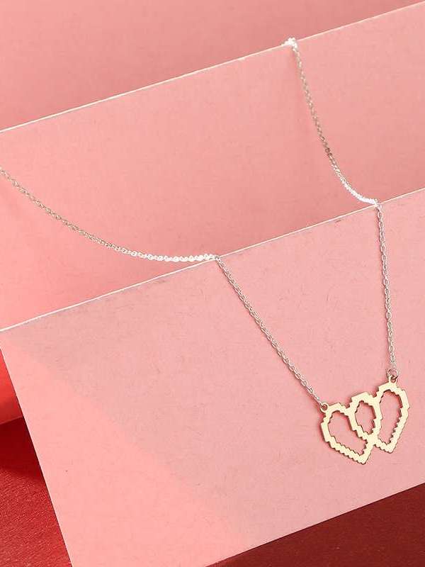 92.5 Sterling Silver Heart Chain Set