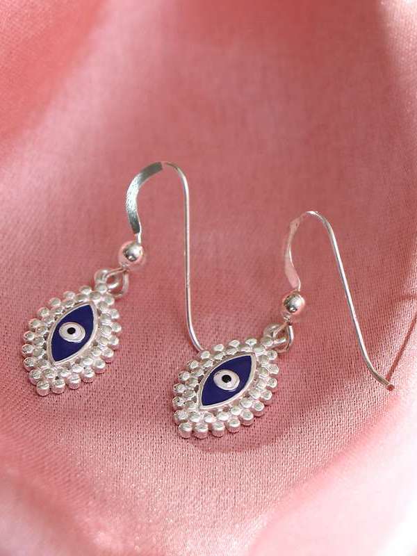 92.5 Sterling Silver Evil Eye Earrings