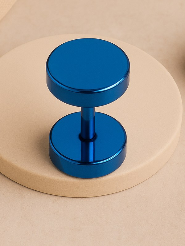 Dumbbell Blue Alloy Earrings Studs for Mens