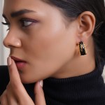 Women Gold Plated YSL Design Hoop Earrings