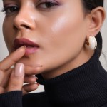 Women Gold Plated Pearl  Half Hoop Earrings