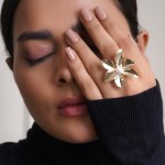 Women Gold Plated Floral Design Pearl Rings