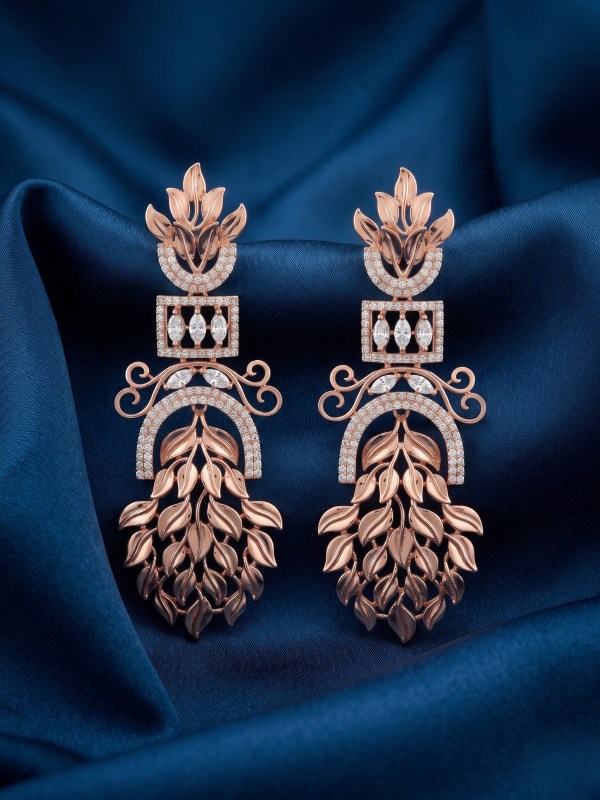 Rose Gold Leaf Design Earrings