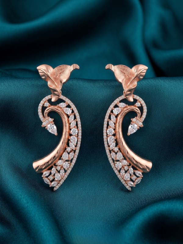 Rose Gold Leafy Vine Statement Earrings