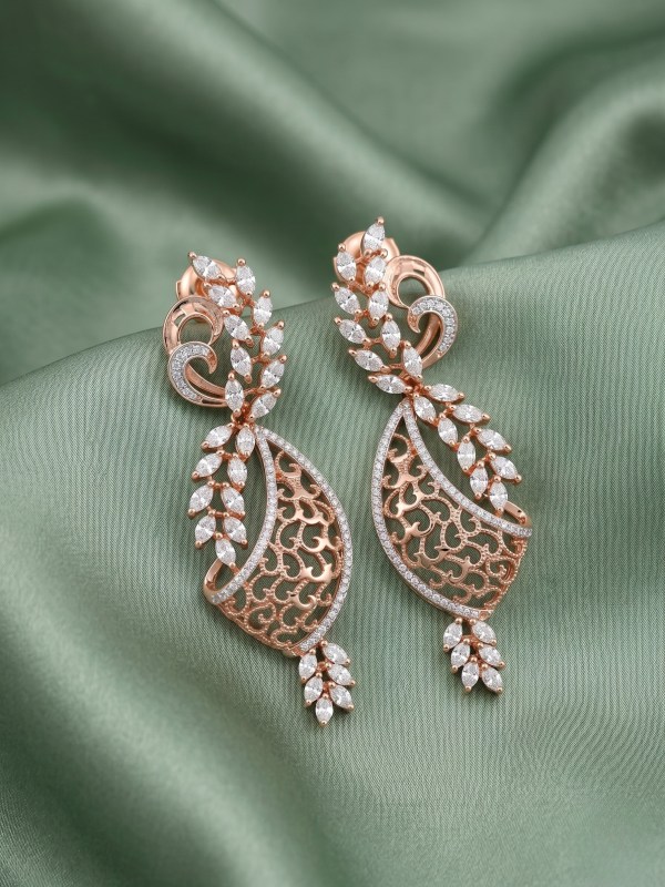 Rose Gold Leafy Vine Dangle Earrings