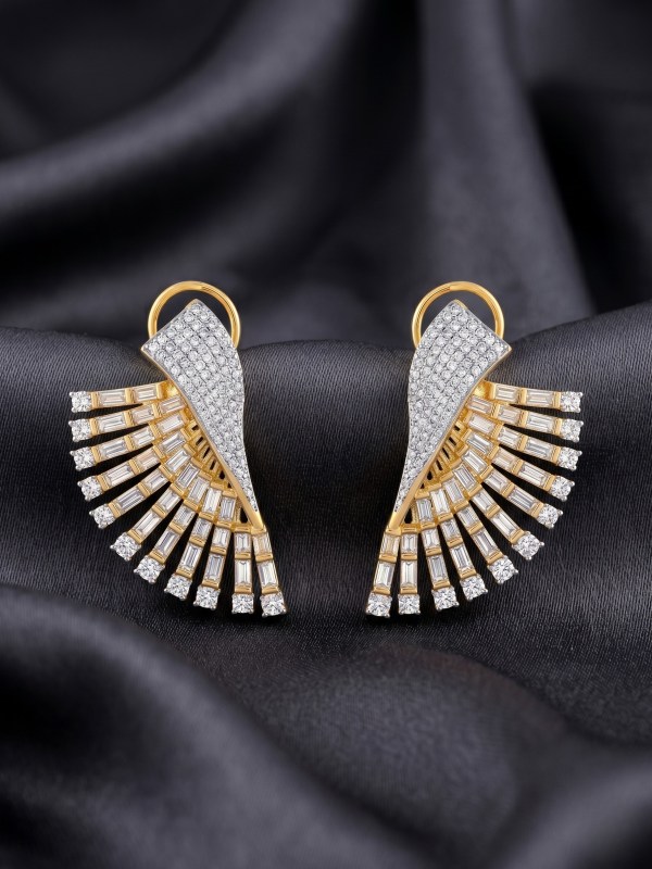 Gold-Plated Fan-Shaped Statement Earrings